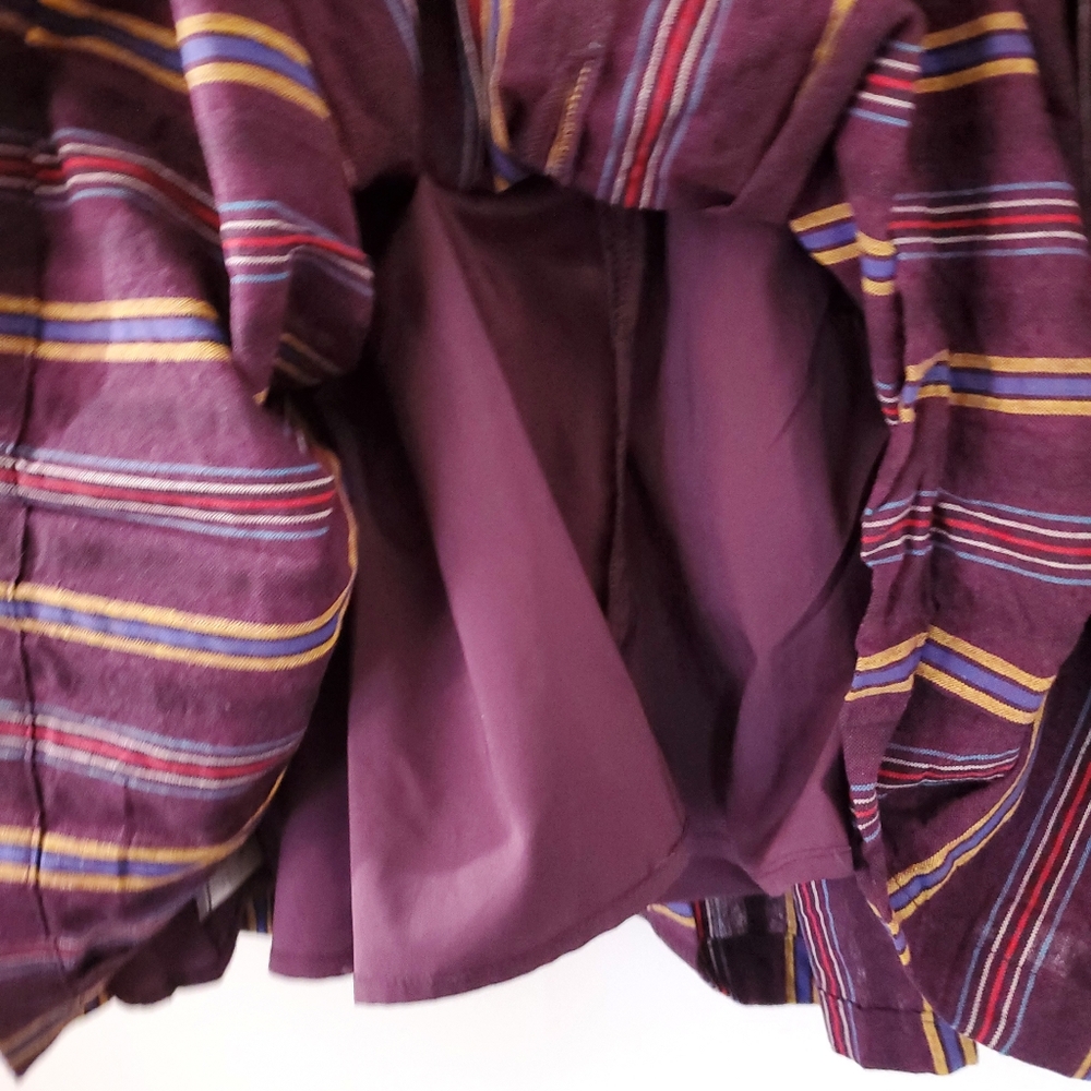 MODCLOTH M Purple Striped Sleeveless Fit & Flare Dress Pleats Pockets Lined EUC - Picture 10 of 14